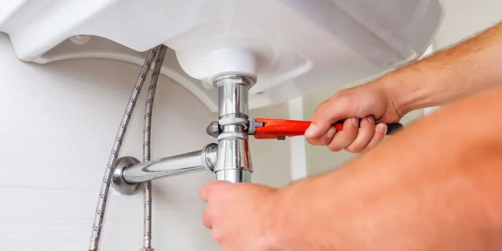 A plumber doing work